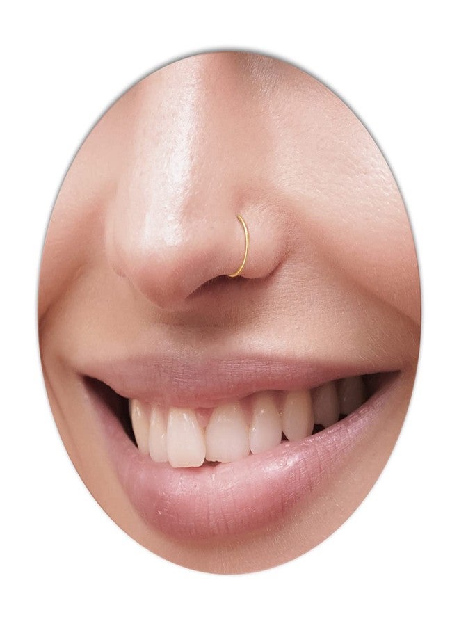 biliboom 14K Gold Filled Fake Nose Ring - Tiny 7mm Faux Nose Hoop for Women - Delicate 0.5mm Thin Non Pierced Nose Jewelry - Comfortable Lightweight Fake Nose Piercing Hoop for Everyday Wear - Image 1
